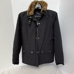 Lands End Women's Black Jacket with Fur Collar